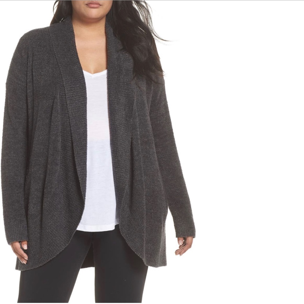 Barefoot Dreams Cozy Chic Lite Circle Cardigan Carbon/Black Heather 3x